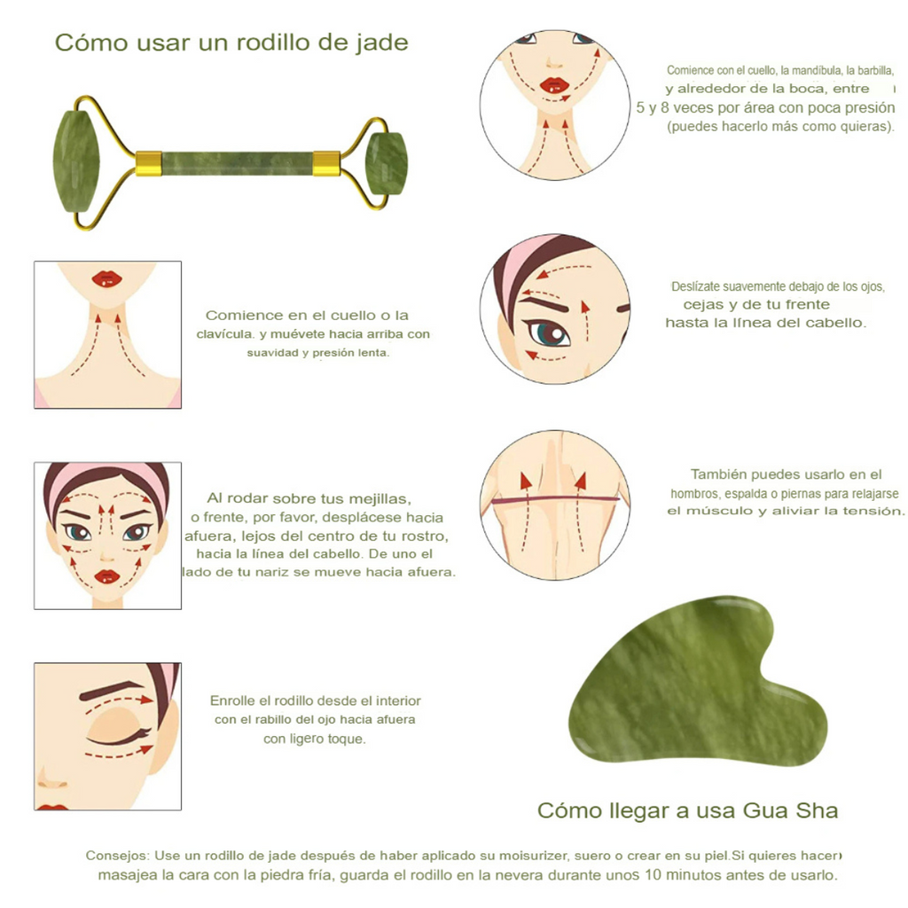 Kit de Masaje Facial Jade y Gua Sha